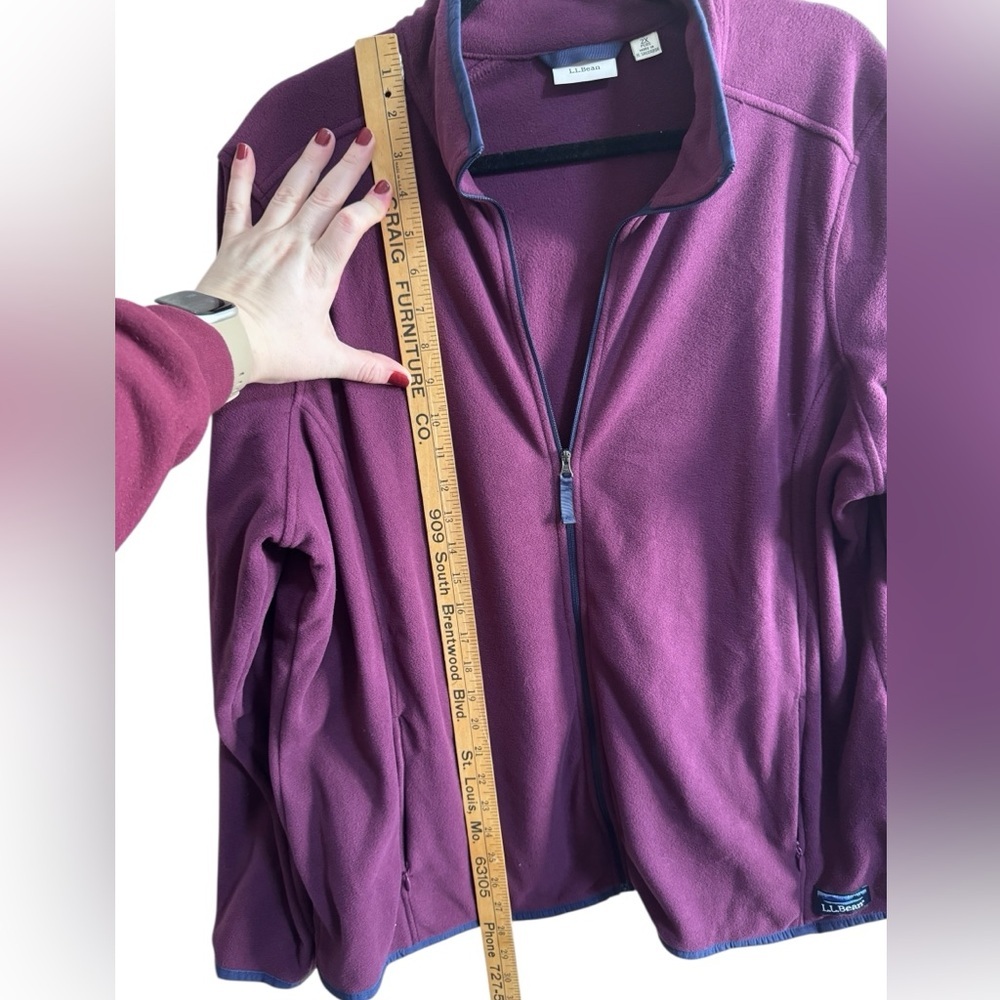 LL Bean Women’s 2X Plus Full Zip Fleece Jacket Burgundy Plum Lightweight - Picture 7 of 12